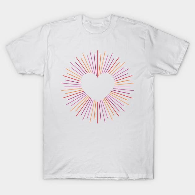 Lesbian Pride Radial Heart T-Shirt by lavenderhearts